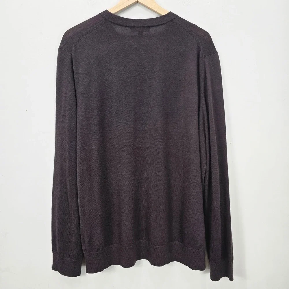 Banana Republic Mens XL Brown Merino Wool Crew Neck Sweater Office Quiet Luxury